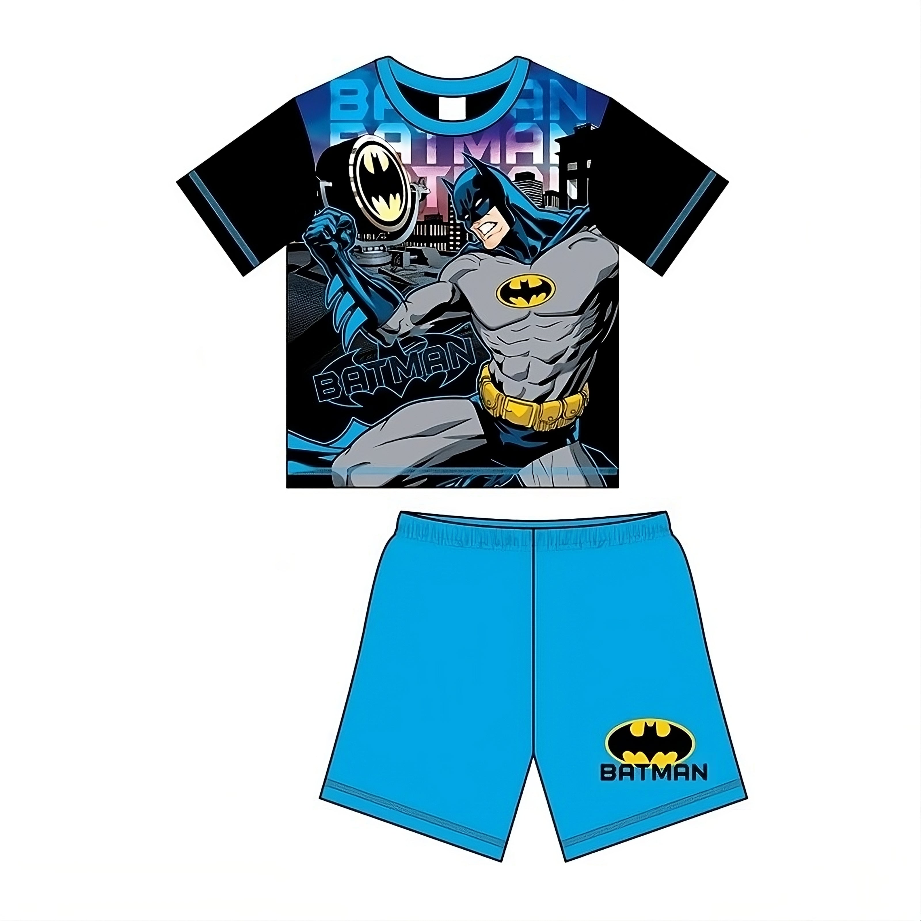 Young Boys' Batman Short Pyjamas | 100% Cotton | Sizes 4-10Y | Polyester Top Print