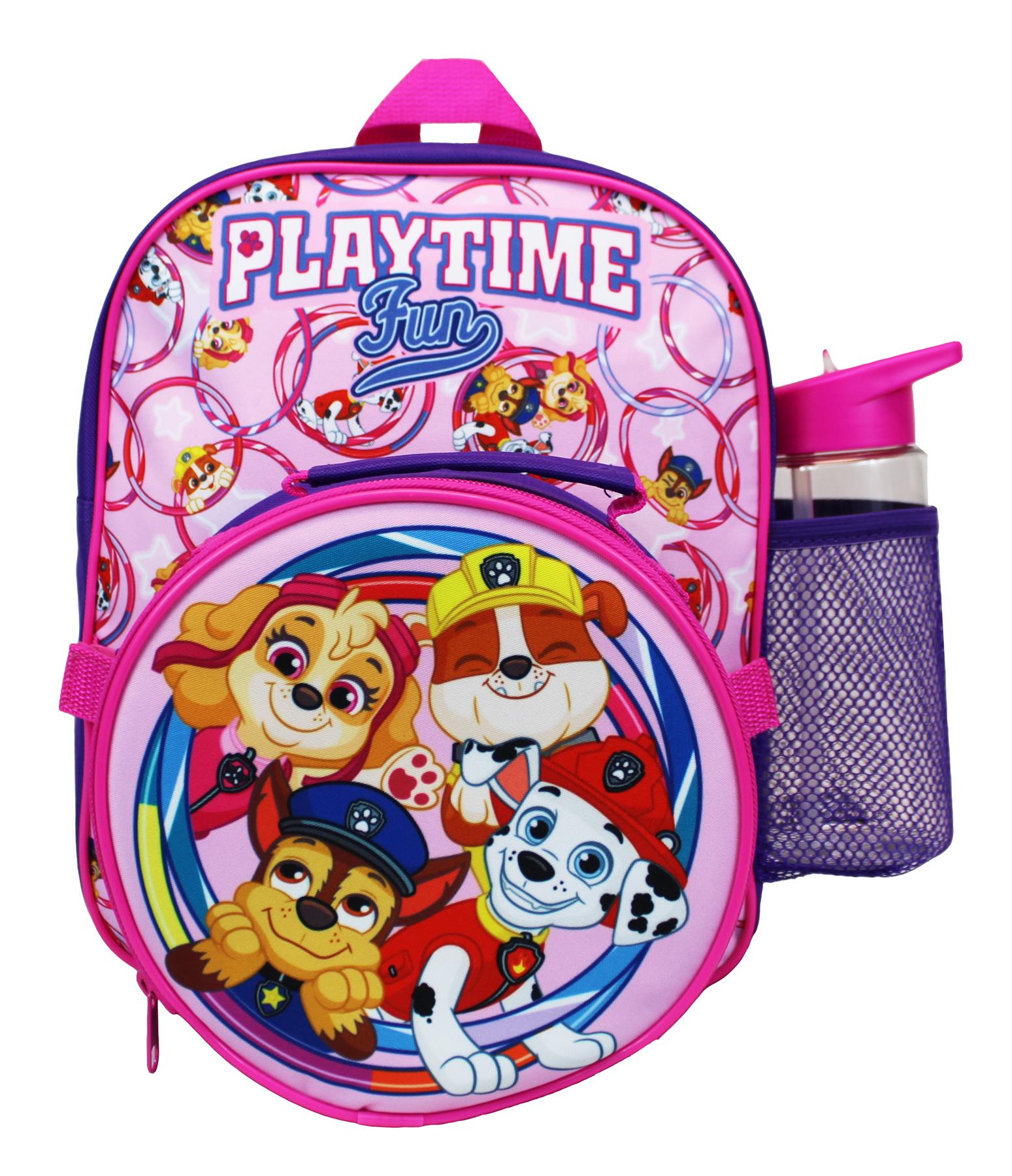 Girls Paw Patrol Backpack Rucksack 3 Piece Lunch Bag and Water Bottle