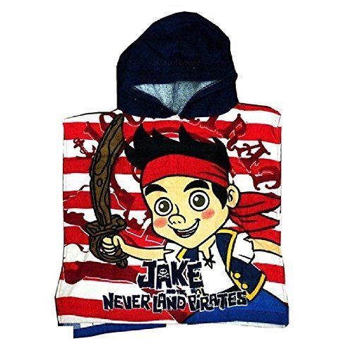 OFFICIAL CARTOON CHARACTER CHILDRENS KIDS HOODED PONCHO BEACH BATH GIRLS BOYS TOWEL JAKE AND THE NEVERLAND PIRATES