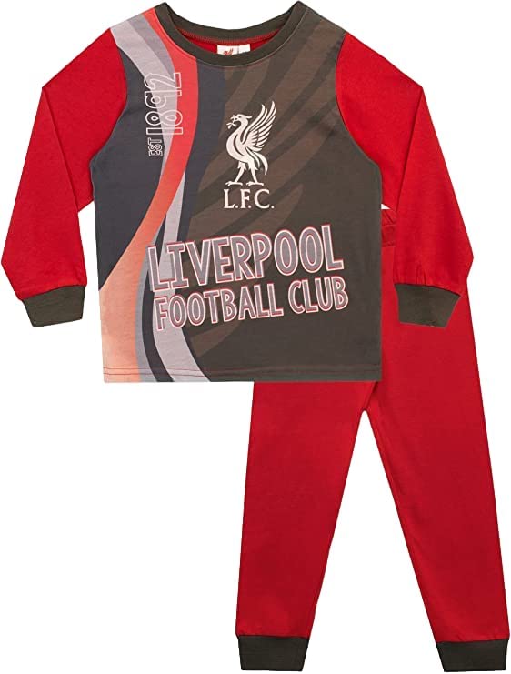 Liverpool FC Official Licensed English Premier League Football Club Pyjama Set for Kids, Boys Long Sleeve
