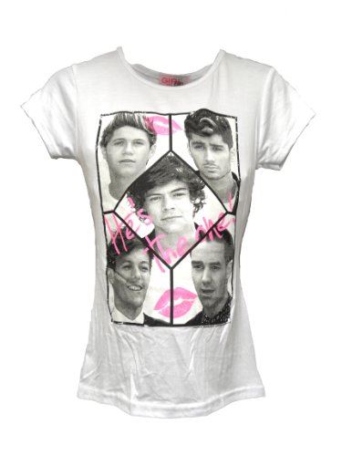 GIRLS Kids ONE DIRECTION 1D "He's The One" Text Short Sleeve T-shirt Top