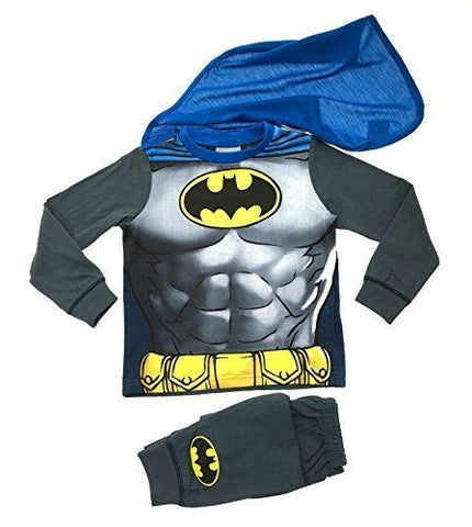 BATMAN Kids Novelty Pyjamas With Cape, Dress Up Costume, Ages 2 to 8 Years Old