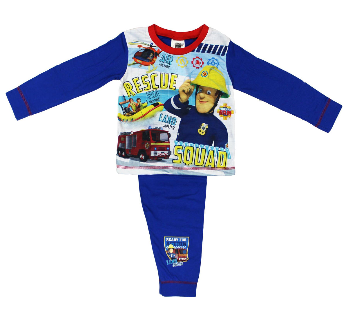 Boys Fireman Sam Rescue Squad Pyjama Set Pjs Nightwear
