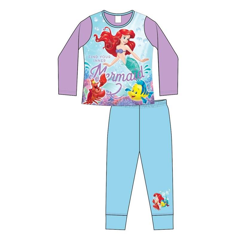 Girls Disney Mermaid Long Sleeve Pjs Kids Pyjama Set