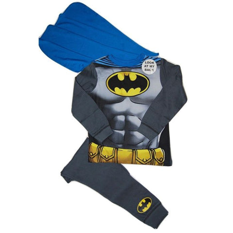 BATMAN Kids Novelty Pyjamas With Cape, Dress Up Costume, Ages 2 to 8 Years Old