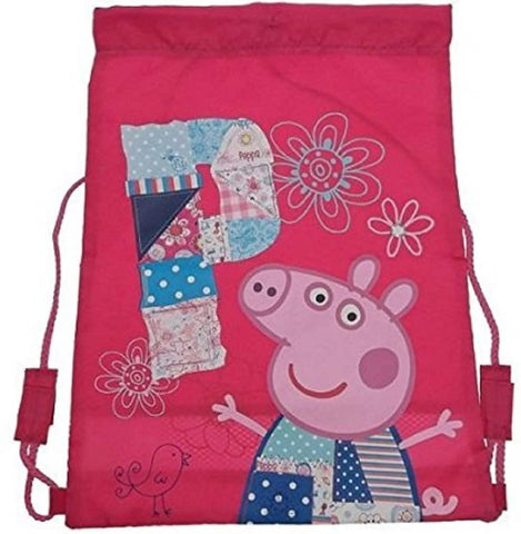 Peppa Pig Beautiful Flowers Embrodry Sports Gym trainer Girls Bag With Adjustable String