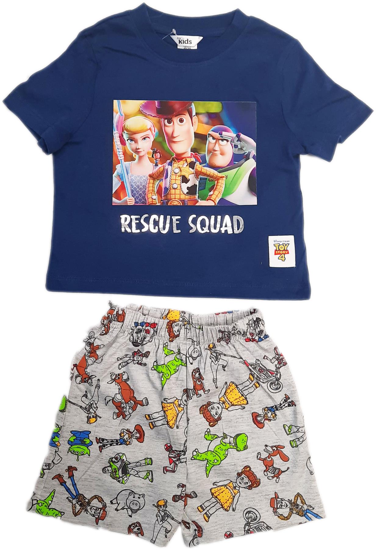 Latest Ex Chainstore Toy Story Boys Blue Shorts Set Nightwear With Woody, Buzz Lighter