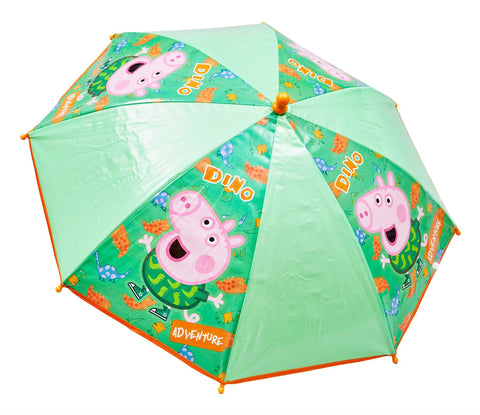 Boys Peppa Pig Dino George POE Embossed Children's Character Umbrella Dome Design