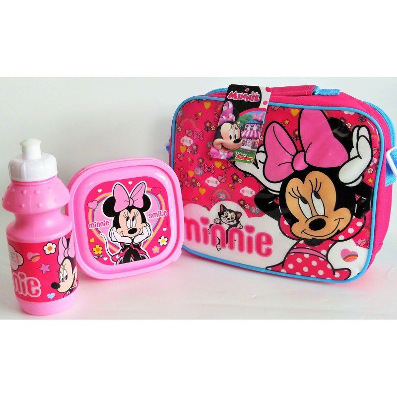 Disney Minnie Mouse Official Lunchbag Lunch Bag Case with Sandwich Box and Drinking Bottle