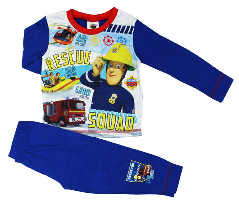 Boys Fireman Sam Rescue Squad Pyjama Set Pjs Nightwear