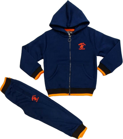 Boys Jogging Track Suit With Hood Zipped Top Bottom