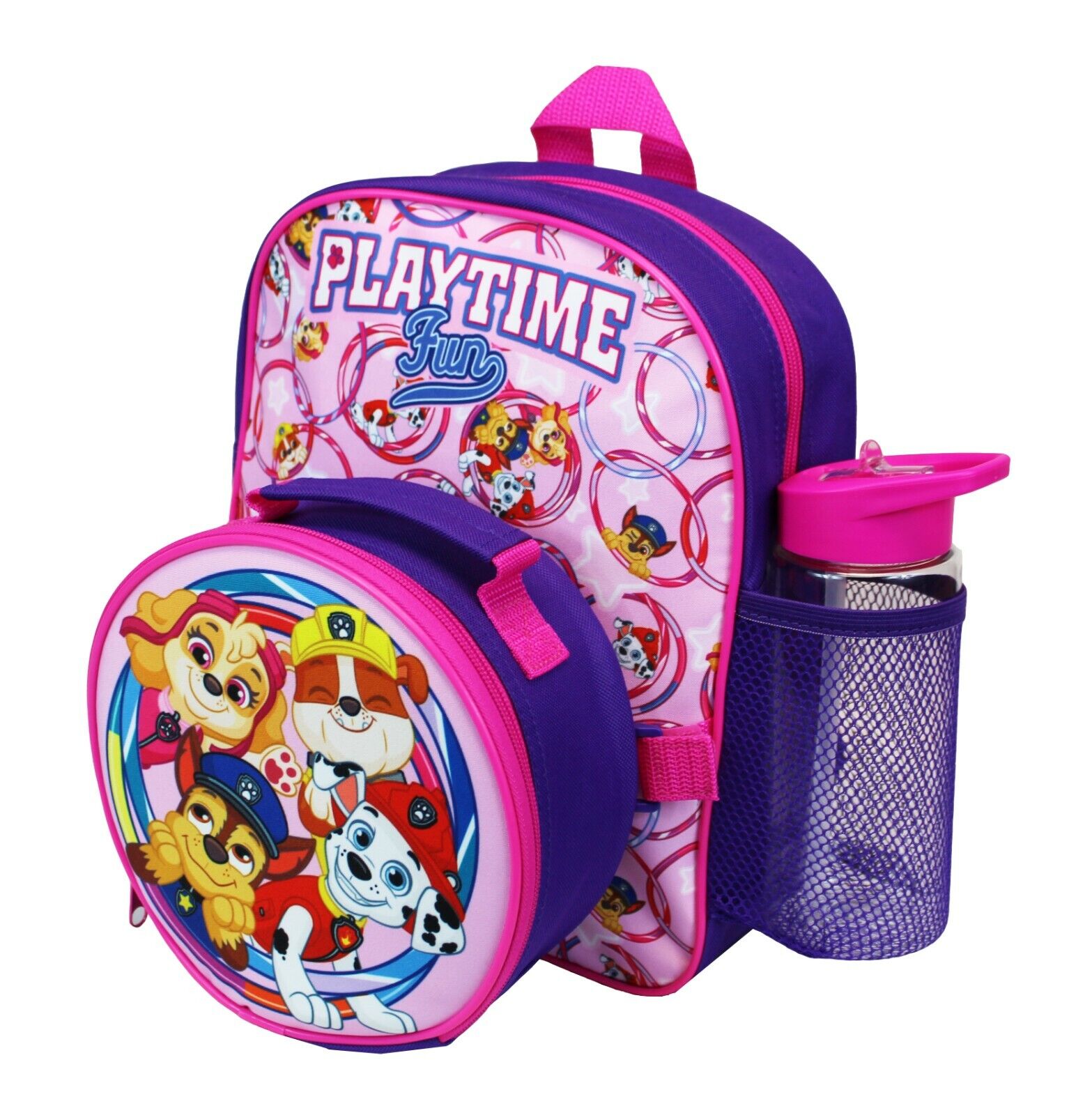 Girls Paw Patrol Backpack Rucksack 3 Piece Lunch Bag and Water Bottle